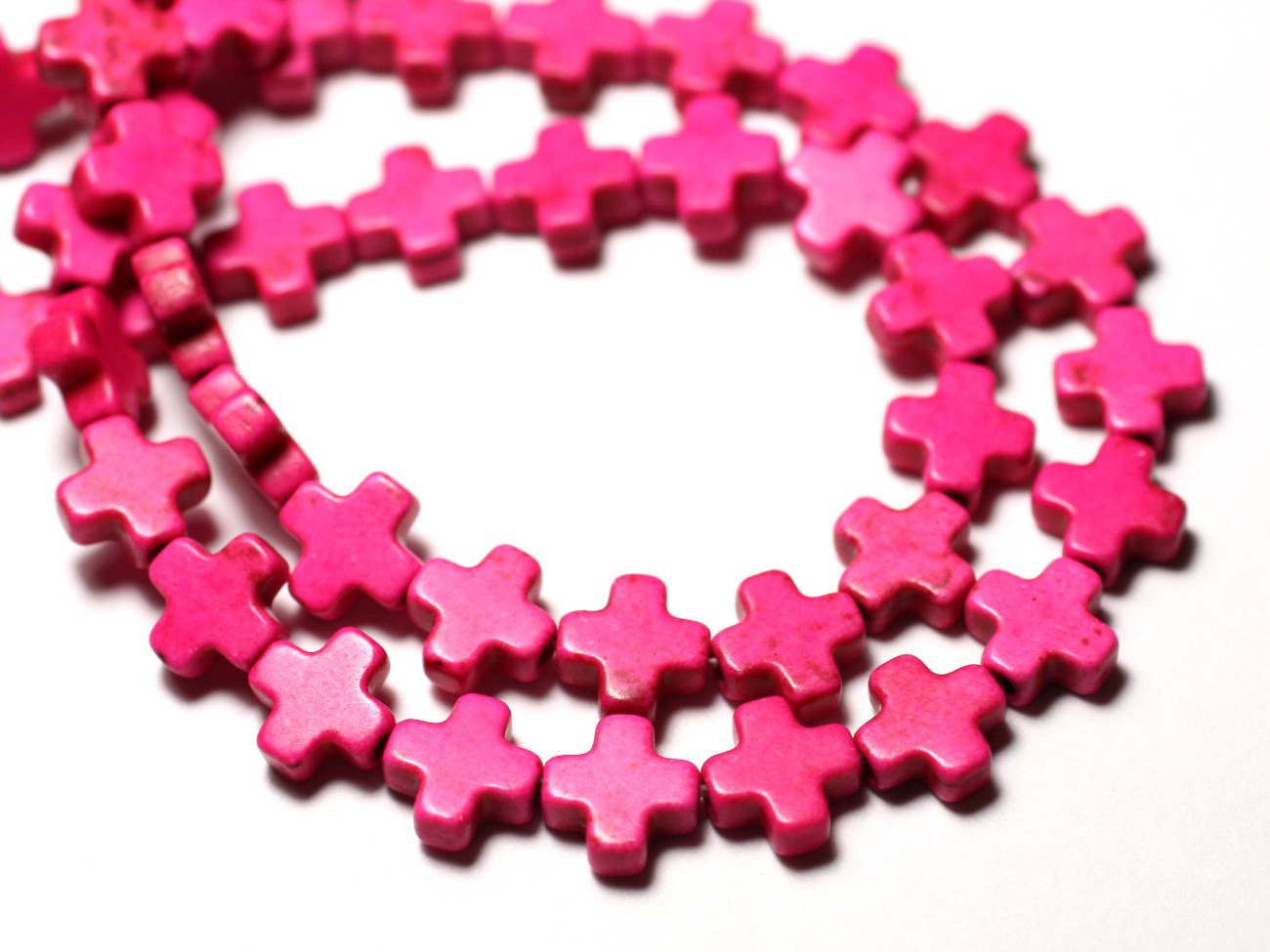 20pc - Perles Turquoise Synthèse reconstituée Croix 8mm Rose - 8741140009035 