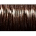 5 mètres - Cordon coton ciré enduit qualité 2mm Marron Brun Café - 8741140010307 