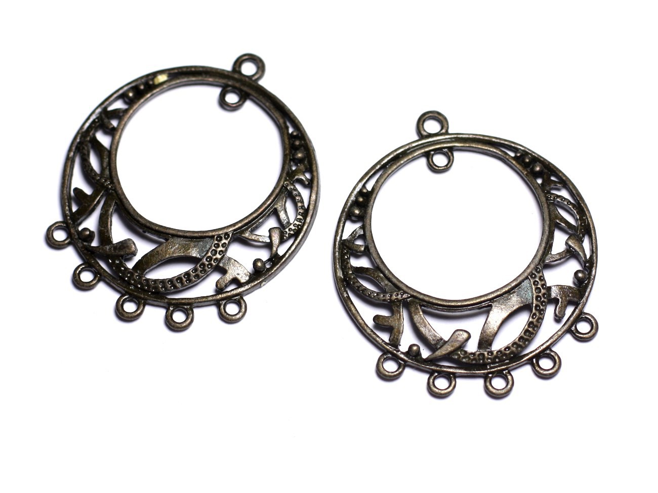 4pc - Apprêts Connecteurs Métal Bronze qualité Cercles Créoles Arabesques 40mm - 8741140003699 