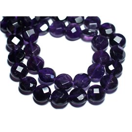 2pc - Stone Beads - Amethyst Faceted Palets 10mm - 8741140007642 