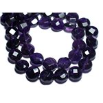 2pc - Perles de Pierre - Améthyste Palets Facettés 10mm - 8741140007642 