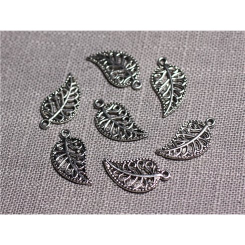 20pc - Pendentifs Breloques Métal argenté Feuilles arabesques 18mm - 4558550095077 