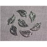 20pc - Pendentifs Breloques Métal argenté Feuilles arabesques 18mm - 4558550095077 