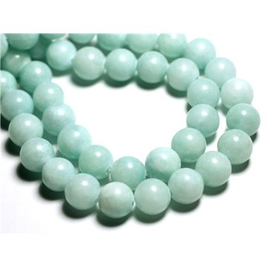 10pc - Perles de Pierre - Jade Boules 10mm Vert Clair Turquoise Pastel - 4558550006530 