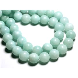 10pc - Stone Beads - Jade Balls 10mm Light Green Pastel Turquoise - 4558550006530 