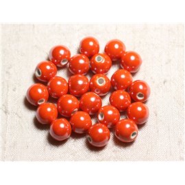 10pc - Porcelain Ceramic Beads Balls 10mm Iridescent Orange - 4558550088734 