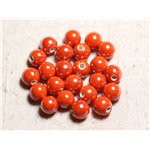 10pc - Perles Céramique Porcelaine Boules 10mm Orange irisé -  4558550088734 
