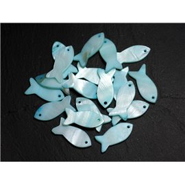5pc - Pendenti con ciondoli di perle Madreperla - Pesce 23mm Blu turchese - 4558550039866 