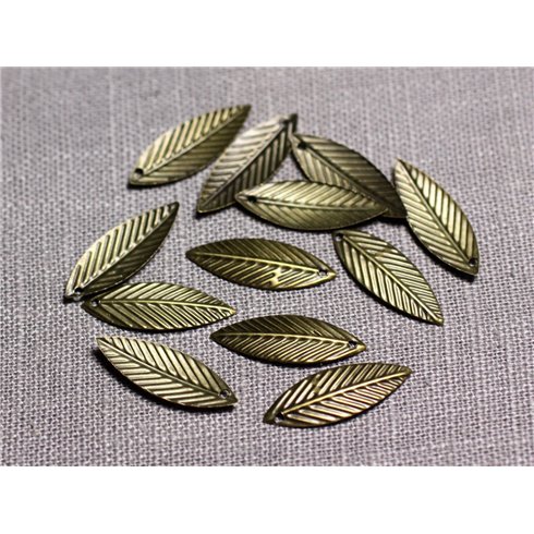 30pc - Pendentifs Breloques Métal Bronze Feuilles 21mm - 4558550095107 