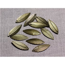 30pc - Pendenti con ciondoli in metallo color bronzo foglie 21mm - 4558550095107 