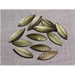 30pc - Pendentifs Breloques Métal Bronze Feuilles 21mm - 4558550095107 