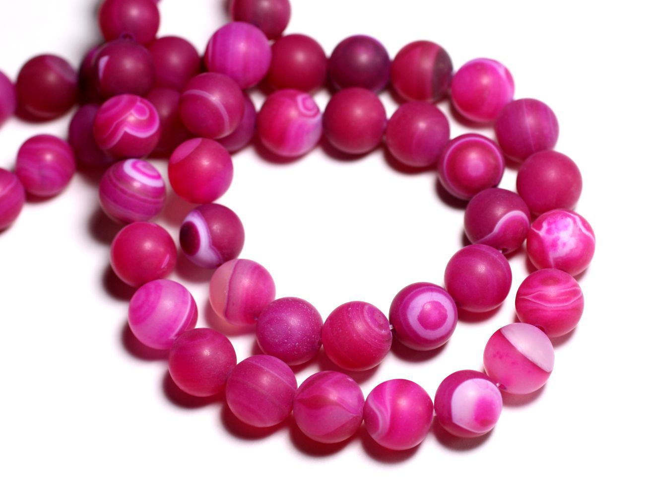 4pc - Perles de Pierre - Agate rose Mat Boules 12mm -  8741140000544 