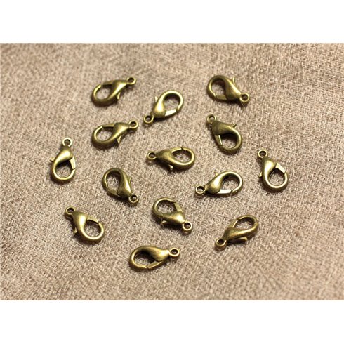 20pc - Fermoirs Mousquetons Métal Bronze Qualité 12mm - 4558550030863 