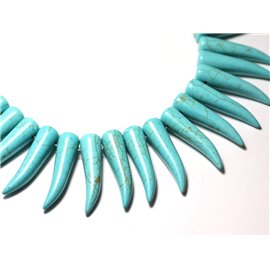 4-delig - Turkoois kralen Gereconstitueerde synthese Chilli Pepper Tooth Horn 40mm Turquoise Blue - 8741140009950 