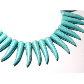 4pc - Turquoise Beads Reconstituted Synthesis Chilli Pepper Tooth Horn 40mm Turquoise Blue - 8741140009950 