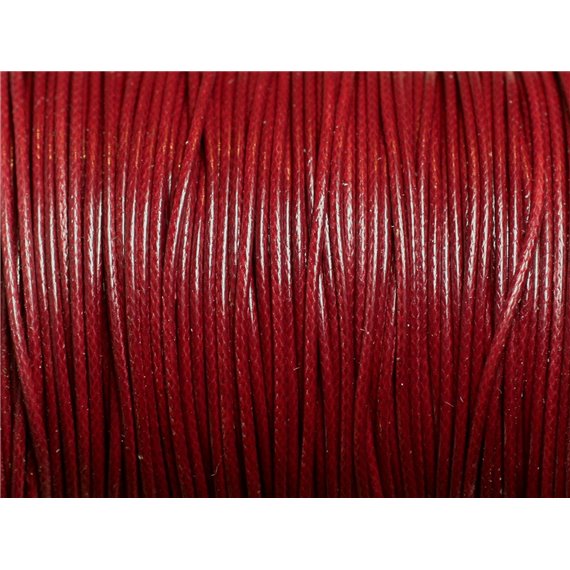 5 Mètres - Fil Corde Cordon Coton Ciré 1mm Rouge Bordeaux - 4558550016492