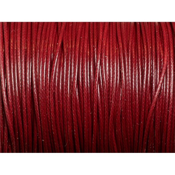 5 Mètres - Fil Cordon Coton Ciré enduit 1mm Rouge Bordeaux - 4558550016492 