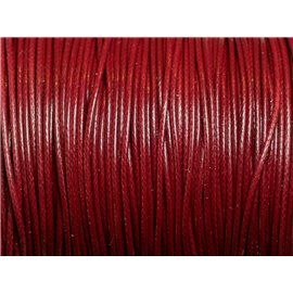 5 Mètres - Fil Corde Cordon Coton Ciré 1mm Rouge Bordeaux - 4558550016492