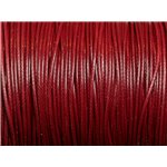 5 Mètres - Fil Cordon Coton Ciré enduit 1mm Rouge Bordeaux - 4558550016492 