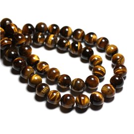 10pc - Stone Beads - Tiger Eye Balls 8mm A - 4558550038227