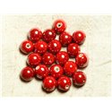 10pc - Perles Porcelaine Céramique Boules 12mm Rouge - 4558550009562 