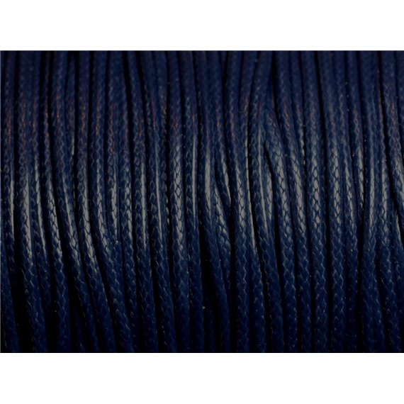 5 mètres - Cordon Coton Ciré 2mm Bleu Marine - 4558550016089 
