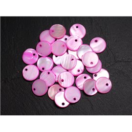 10Stk - Perlen Charms Anhänger Perlmutt Runde Palets 11mm Rosa 4558550005182 