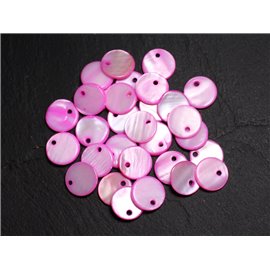 10pc - Perles Breloques Pendentifs Nacre Ronds Palets 11mm Rose   4558550005182 