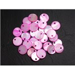 10pc - Perles Breloques Pendentifs Nacre Ronds Palets 11mm Rose   4558550005182 