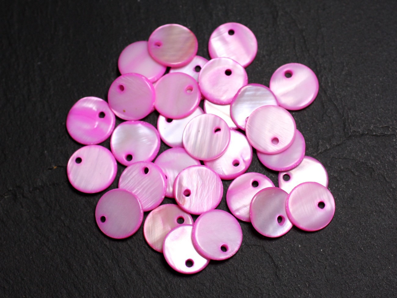 10pc - Perles Breloques Pendentifs Nacre Ronds Palets 11mm Rose   4558550005182 