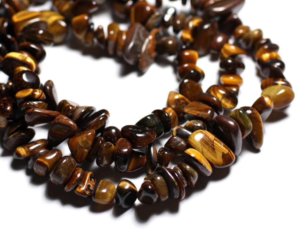 30pc - Perles de Pierre - Oeil de Tigre Grosses rocailles chips 6-16mm - 4558550089229 
