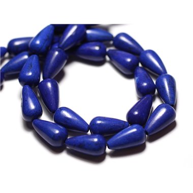 10pc - Perles Turquoise Synthèse reconstituée Gouttes 14x8mm Bleu nuit - 8741140009394 