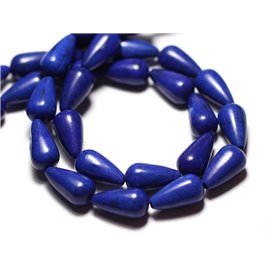 10pc - Perles Turquoise Synthèse reconstituée Gouttes 14x8mm Bleu nuit - 8741140009394 