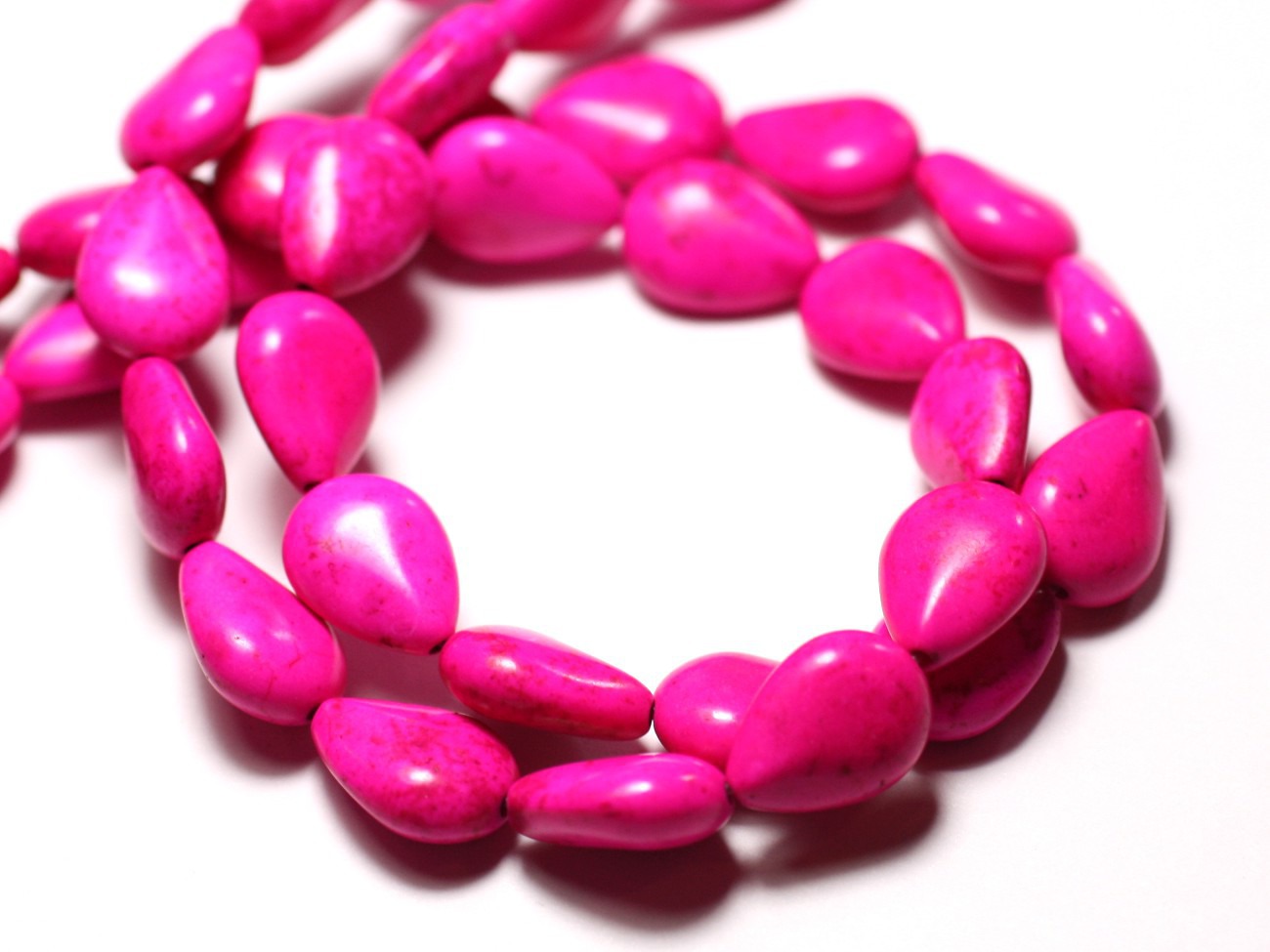 10pc - Perles Turquoise Synthèse reconstituée Gouttes 14x10mm Rose - 8741140009486 
