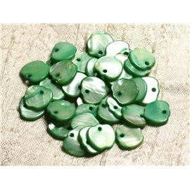 10pc - Pearls Charms Pendants Mother of Pearl Apples 12mm Green 4558550005434 