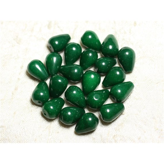 4pc - Perles Pierre - Jade Gouttes 14x10mm Vert Empire - 4558550002297