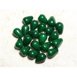 4pc - Cuentas de piedra - Jade Drops 14x10mm Empire Green - 4558550002297