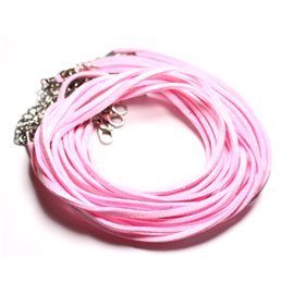 5pc - Necklaces 45cm Suede Choker Light pink 2x1mm 4558550008466 