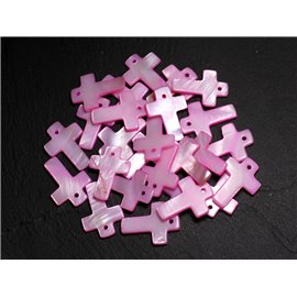 4pc - Pendenti con ciondoli in madreperla Perline incrociate 22 mm Rosa chiaro - 8741140003453 