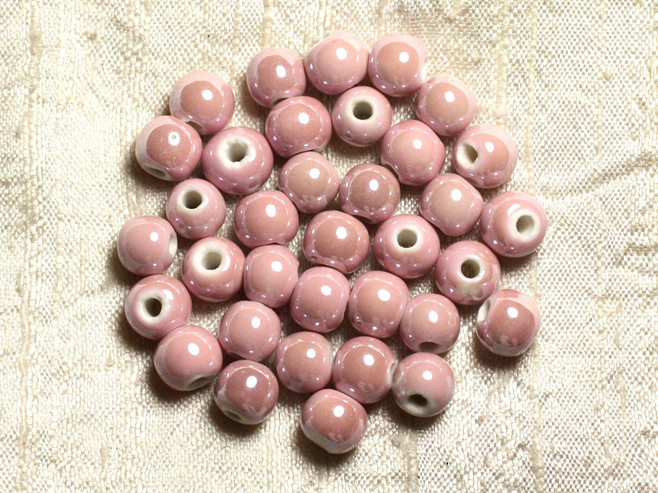 10pc - Perles Porcelaine Céramique Rose clair Boules 8mm   4558550007568 