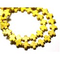 20pc - Perles Turquoise Synthèse reconstituée Croix 8mm Jaune - 8741140009004 