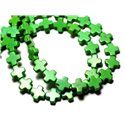 20pc - Perles Turquoise Synthèse reconstituée Croix 8mm Vert - 8741140009042 