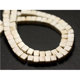 40pc - Cubos de síntesis reconstituidos de cuentas turquesas 4mm blanco - 8741140009066 