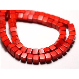 40 Stück - Türkisfarbene Perlen Rekonstituierte Synthesewürfel 4mm Orange - 8741140009110 