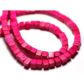 40pc - Turquoise Beads Synthesis reconstituted Cubes 4mm Pink - 8741140009134 