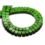 40pc - Perles Turquoise Synthèse reconstituée Cubes 4mm Vert - 8741140009141 