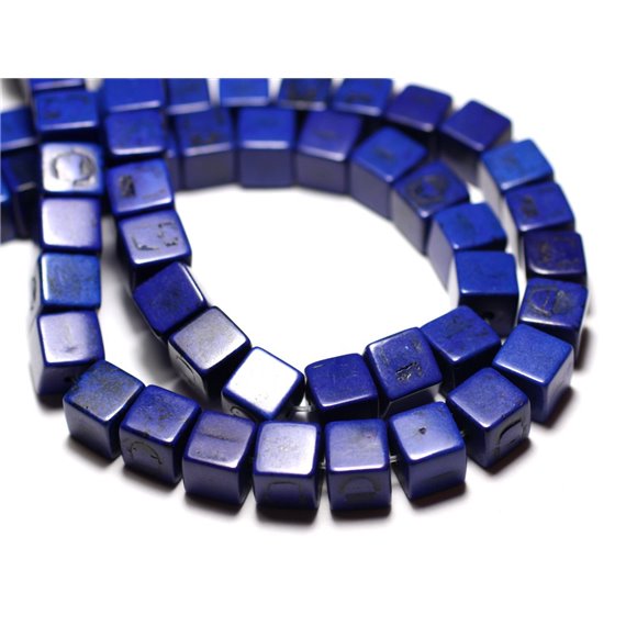 20pc - Perles Turquoise Synthèse reconstituée Cubes 8mm Bleu nuit - 8741140009196 