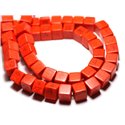 20pc - Perles Turquoise Synthèse reconstituée Cubes 8mm Orange - 8741140009219 