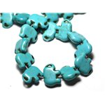 10pc - Perles Turquoise Synthèse reconstituée Elephant 19mm Bleu Turquoise - 8741140009288 