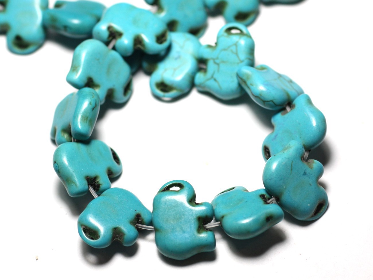 10pc - Perles Turquoise Synthèse reconstituée Elephant 19mm Bleu Turquoise - 8741140009288 